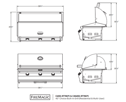 Fire Magic Choice C650i 40" Built-In Propane Grill with Analog Thermometer