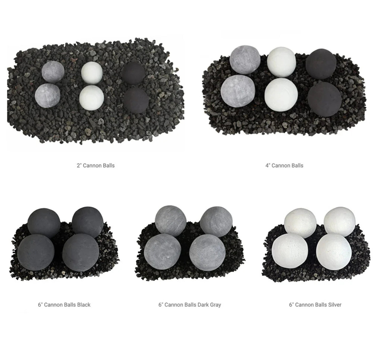 Grand Canyon 12 Inch Black 2 Inch 12 Pc Cannon Ball Set Fire Media