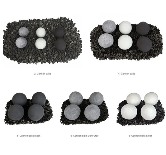 Grand Canyon 12 Inch Black 2 Inch 12 Pc Cannon Ball Set Fire Media