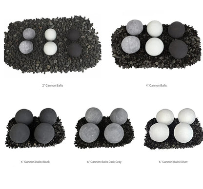 Grand Canyon 12 Inch 2 Inch 12 Pc Grey Cannon Ball Set Fire Media