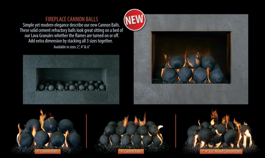 Grand Canyon Black 4 Inch 8 Pc Cannon Ball Set Fire Media