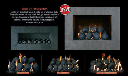 Grand Canyon Black 4 Inch 8 Pc Cannon Ball Set Fire Media