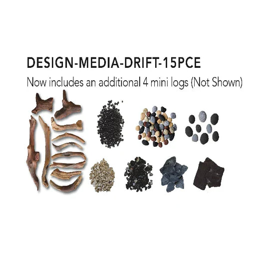 Amantii 15 Pcs. Driftwood Deluxe Media Log Set | DESIGN-MEDIA-15PCE
