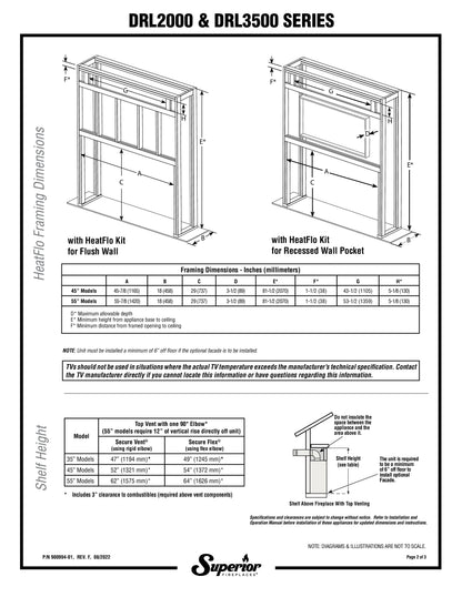Superior DRL2055 55" Contemporary Direct Vent Gas Fireplace with Linear & Electronic Ignition