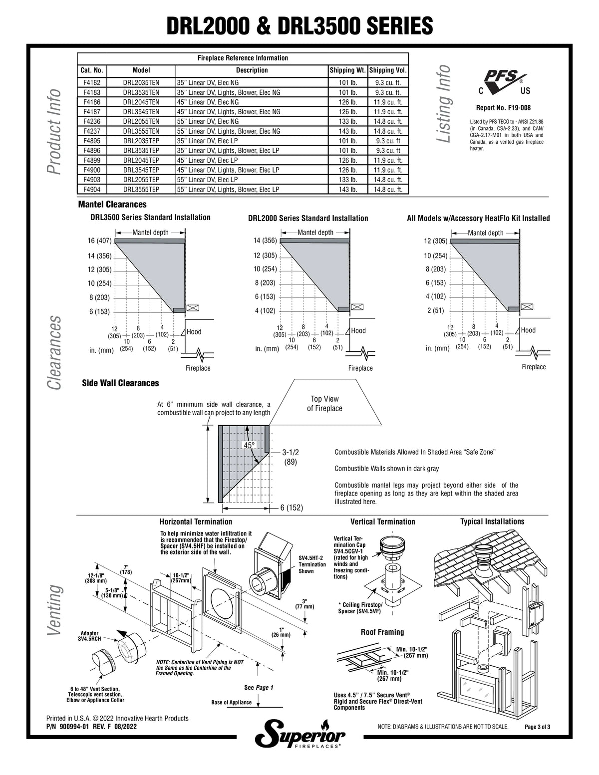 Superior DRL2055 55" Contemporary Direct Vent Gas Fireplace with Linear & Electronic Ignition