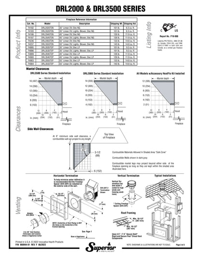 Superior DRL2055 55" Contemporary Direct Vent Gas Fireplace with Linear & Electronic Ignition