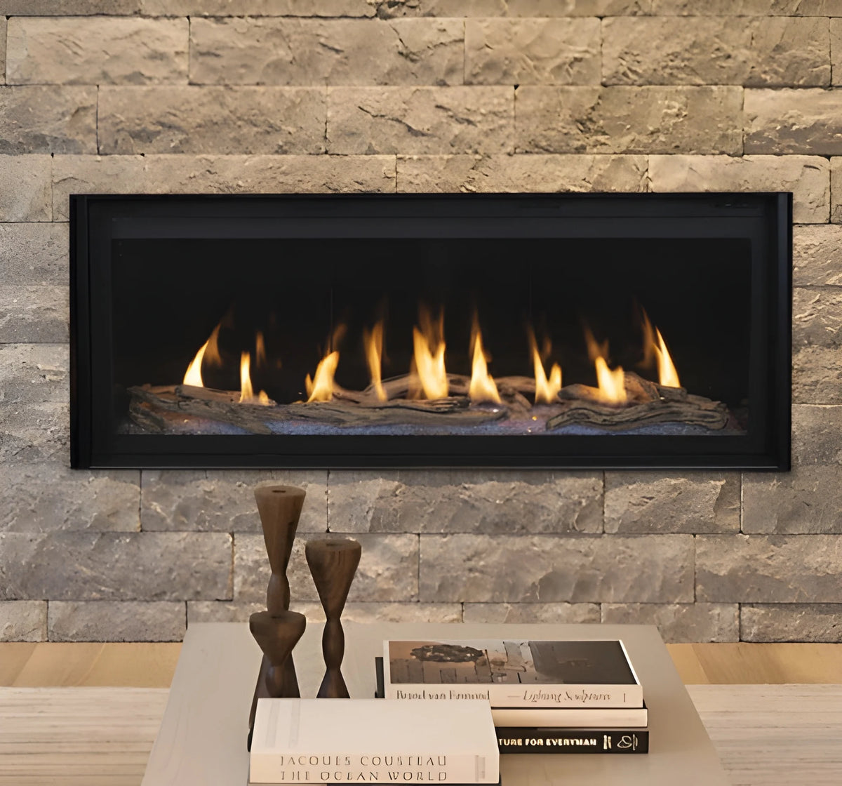 Superior DRL6048 48" Natural Gas Contemporary Direct Vent Fireplace with Linear, Lights & Electronic Ignition