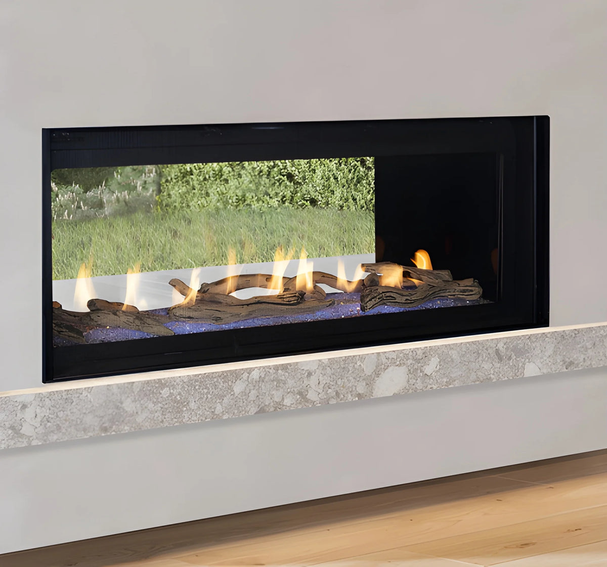 Superior DRL6048 48" Natural Gas Contemporary Direct Vent Fireplace with Linear, Lights & Electronic Ignition