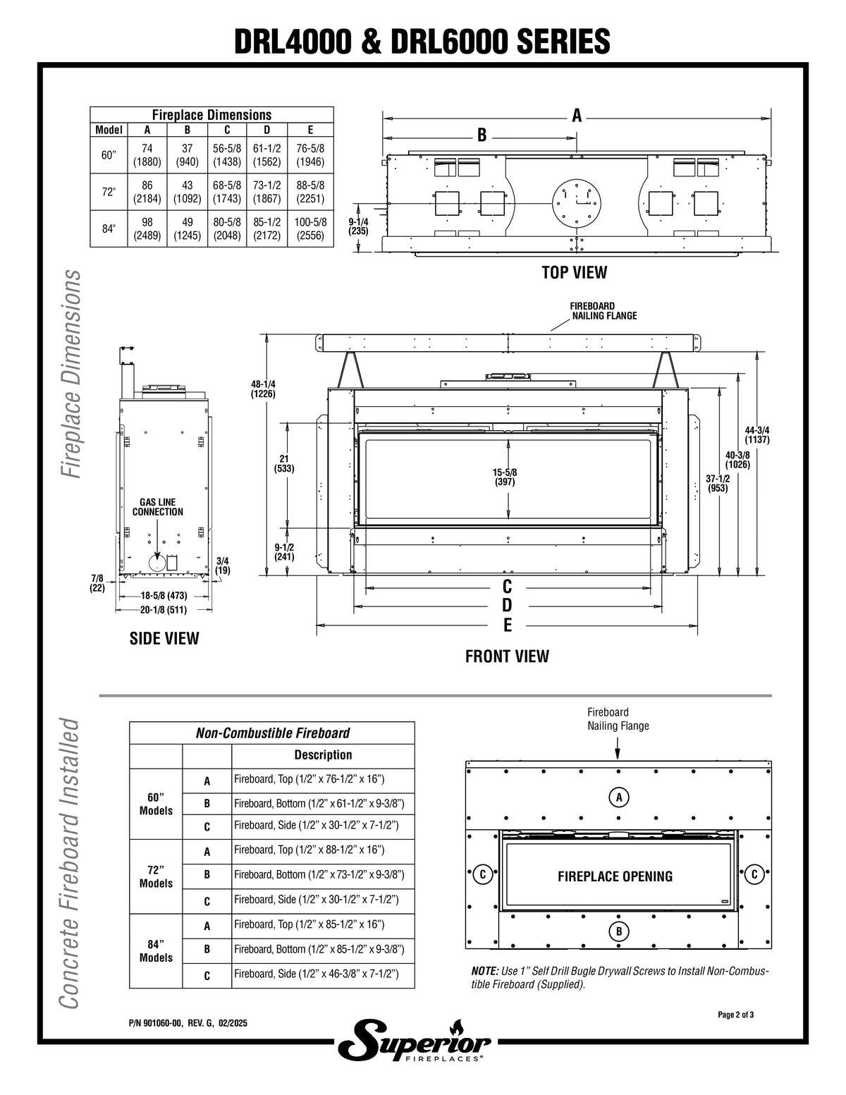 Superior DRL6084 84"  Natural Gas Contemporary Direct Vent Fireplace with Linear, Lights & Electronic Ignition