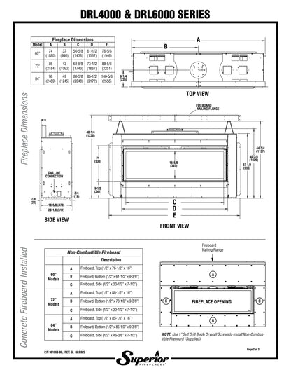 Superior DRL6084 84"  Natural Gas Contemporary Direct Vent Fireplace with Linear, Lights & Electronic Ignition
