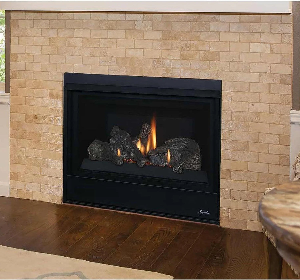 Superior DRT2033 33" Built-In Traditional Direct Rear Vent Gas Fireplace with Electronic Ignition & Aged Oak Logs