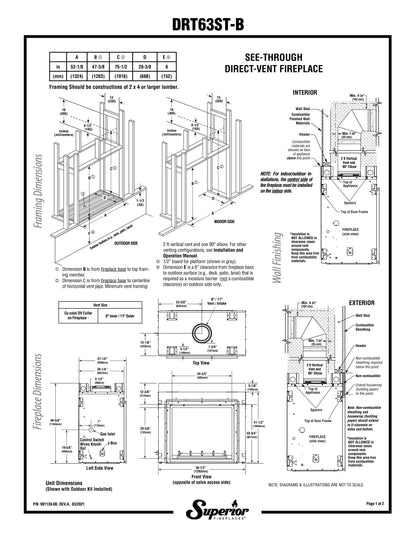Superior DRT63ST 40" Natural Gas Traditional Direct Vent Gas Fireplace with DVST & Electronic Ignition