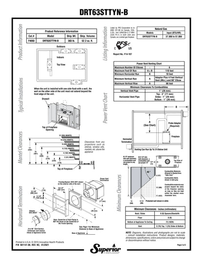 Superior DRT63ST 40" Natural Gas Traditional Direct Vent Gas Fireplace with DVST, Electronic Ignition & Power Vent