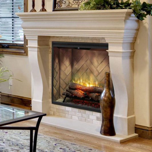 Dimplex Revillusion Weathered Concrete 36" Portrait Built-In Electric Firebox W/ Front Glass &  Plug Kit - 50002399 (RBF36PWC-FG)