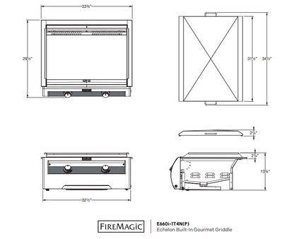 Fire Magic Echelon 30" Built-In Propane Gourmet Griddle with Stainless Steel Griddle Surface and Cover