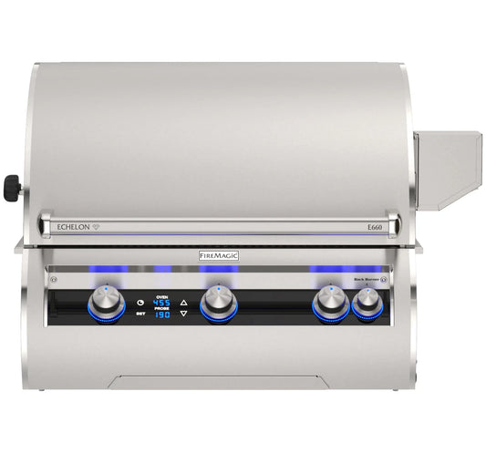 Fire Magic Echelon Diamond E660i 34" 3-Burner Built-In Gas Grill With Rotisserie Kit, Digital Thermometer and Optional Magic View Window
