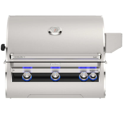 Fire Magic Echelon Diamond E660i 34" 3-Burner Built-In Gas Grill With Rotisserie Kit, Analog Thermometer and Optional Magic View Window