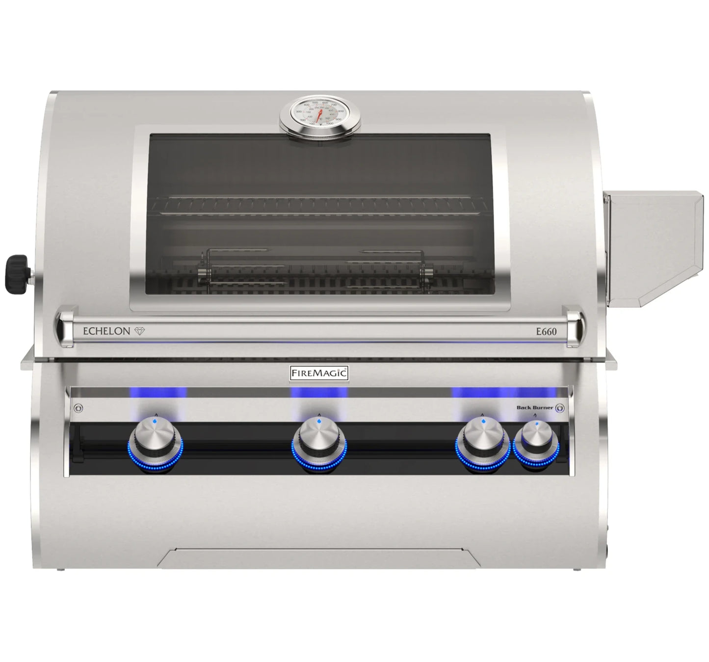 Fire Magic Echelon Diamond E660i 34" 3-Burner Built-In Gas Grill With Rotisserie Kit, Analog Thermometer and Optional Magic View Window