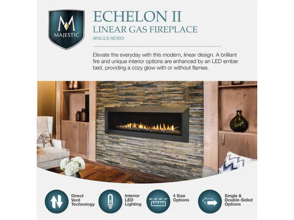 Majestic Echelon 72" Linear Contemporary Direct Vent Natural Gas Fireplace with IntelliFire Touch Ignition System