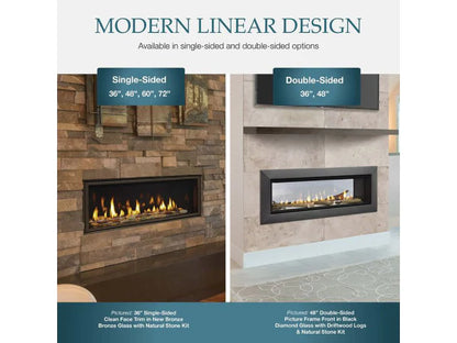 Majestic Echelon 60" Linear Contemporary Direct Vent Natural Gas Fireplace with IntelliFire Touch Ignition System