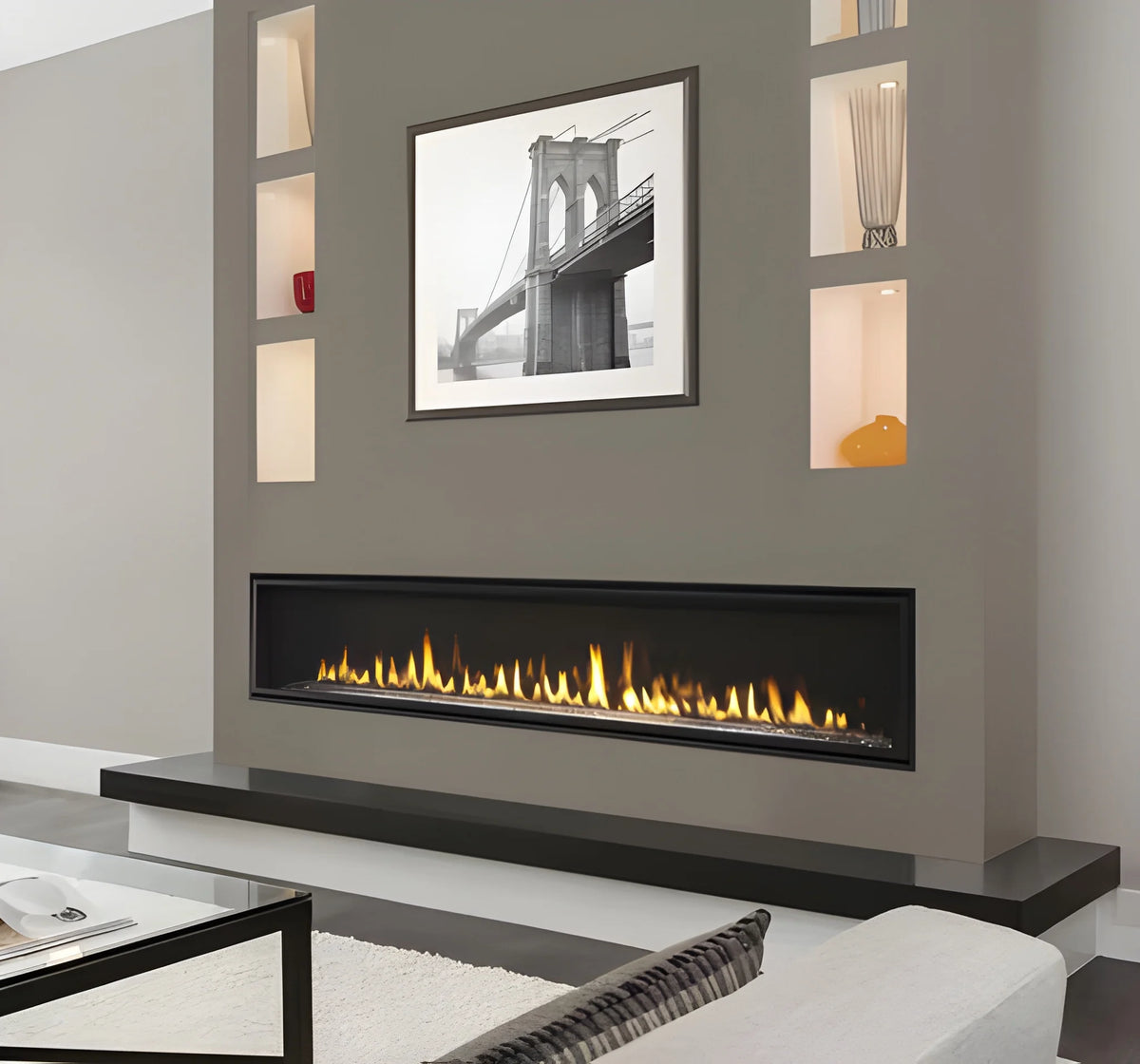 Majestic Echelon 36 to 72 Inch Linear Contemporary Direct Vent Natural Gas Fireplace with IntelliFire Touch Ignition System