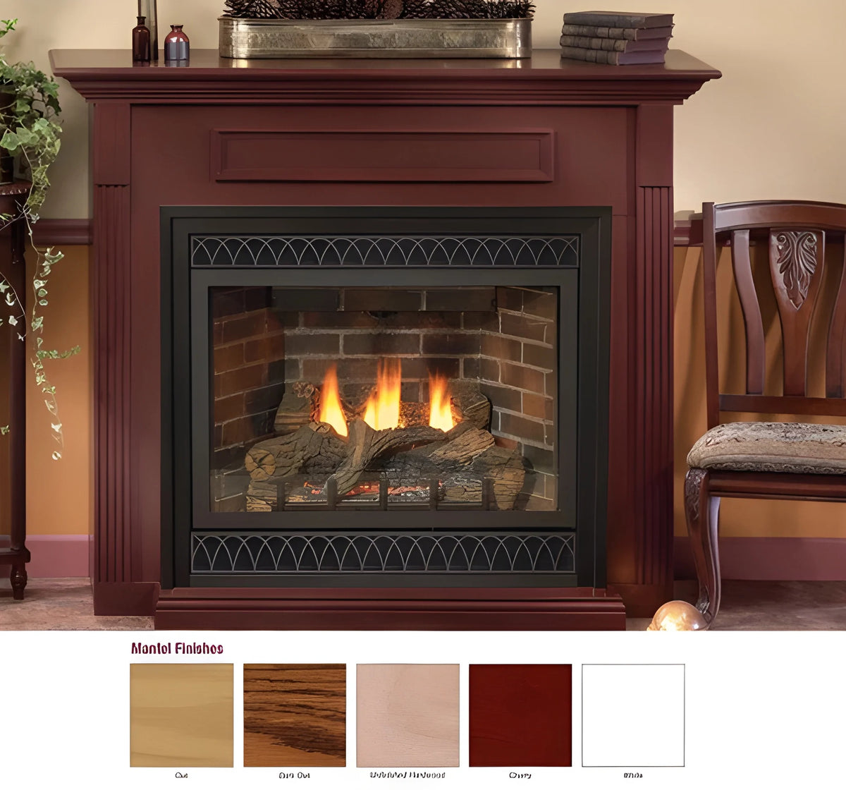 Empire Hearth 42" Standard Cabinet Mantel With Base in Dark Oak Finish