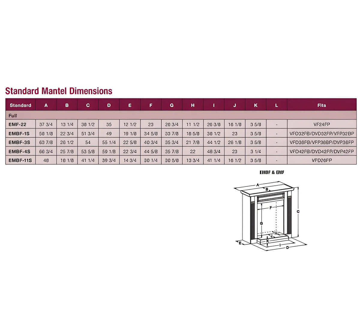 Empire Hearth 42" Standard Cabinet Mantel With Base in Dark Oak Finish