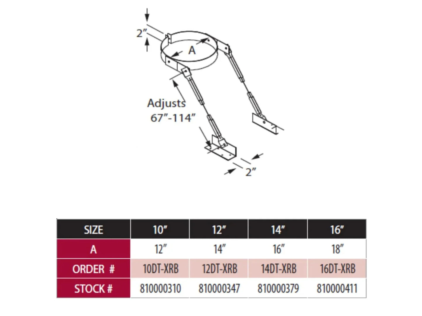 DuraVent 10" Extended Roof Bracket