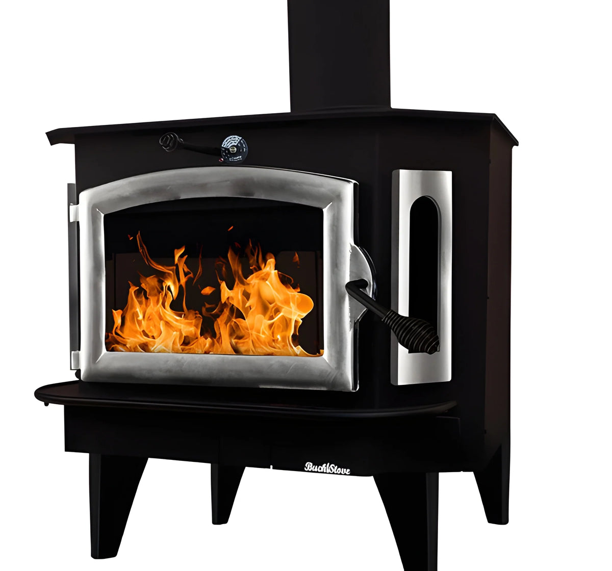 Buck Stove Model 91 Catalytic Wood Stove With Blower, Ash Tray & Pewter Door
