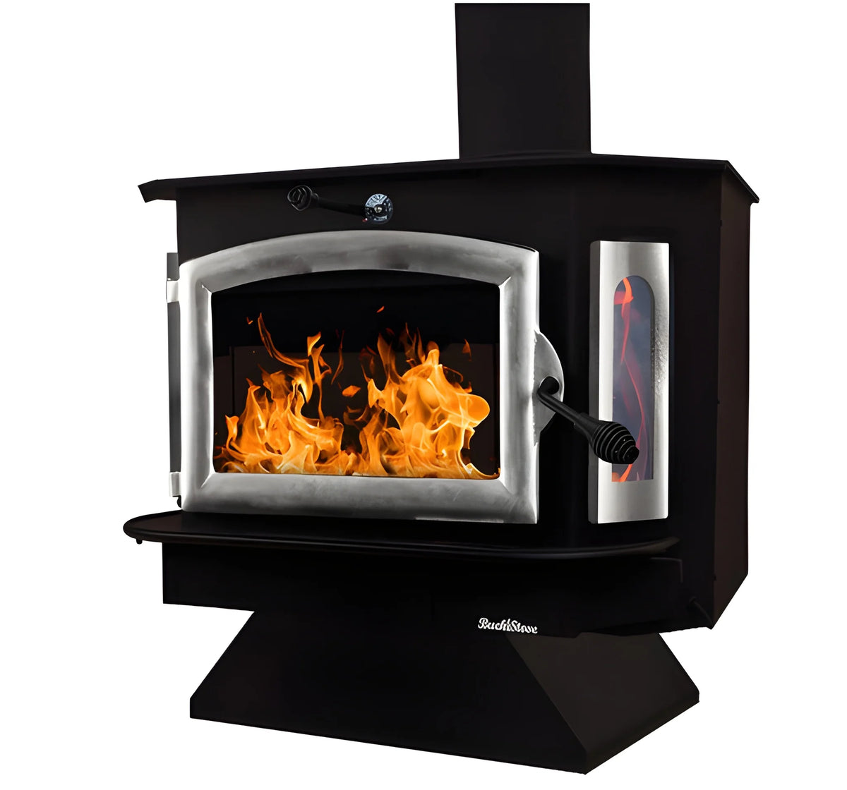 Buck Stove Model 91 Catalytic Wood Stove With Blower, Ash Tray & Pewter Door