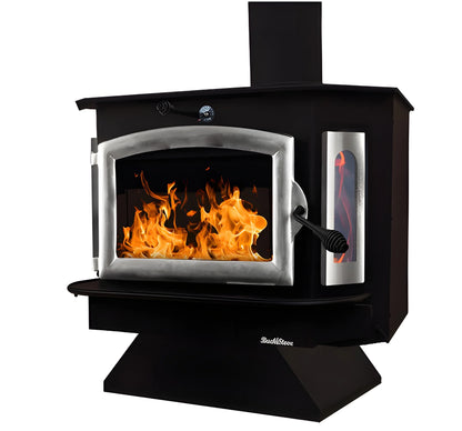Buck Stove Model 91 Catalytic Wood Stove With Blower, Ash Tray & Pewter Door