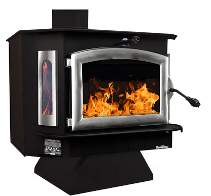 Buck Stove Model 91 Catalytic Wood Stove With Blower, Ash Tray & Pewter Door