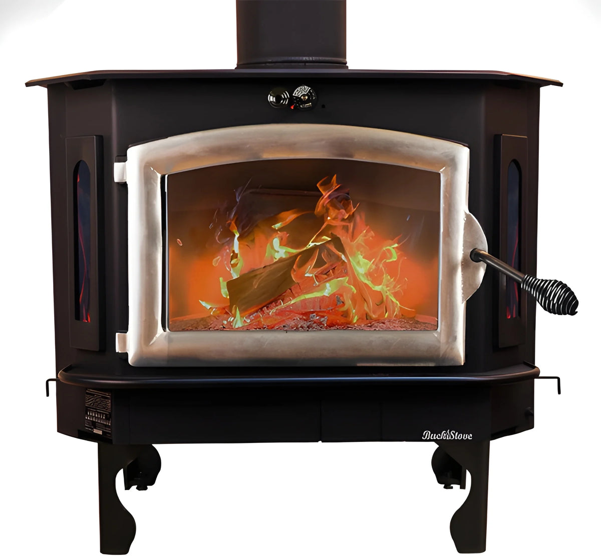 Buck Stove Model 91 Catalytic Wood Stove With Blower, Ash Tray & Pewter Door