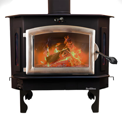 Buck Stove Model 91 Catalytic Wood Stove With Blower, Ash Tray & Pewter Door