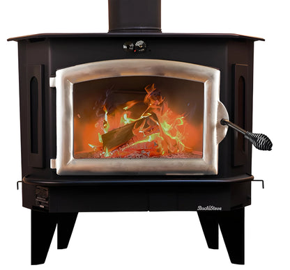 Buck Stove Model 91 Catalytic Wood Stove With Blower, Ash Tray & Pewter Door