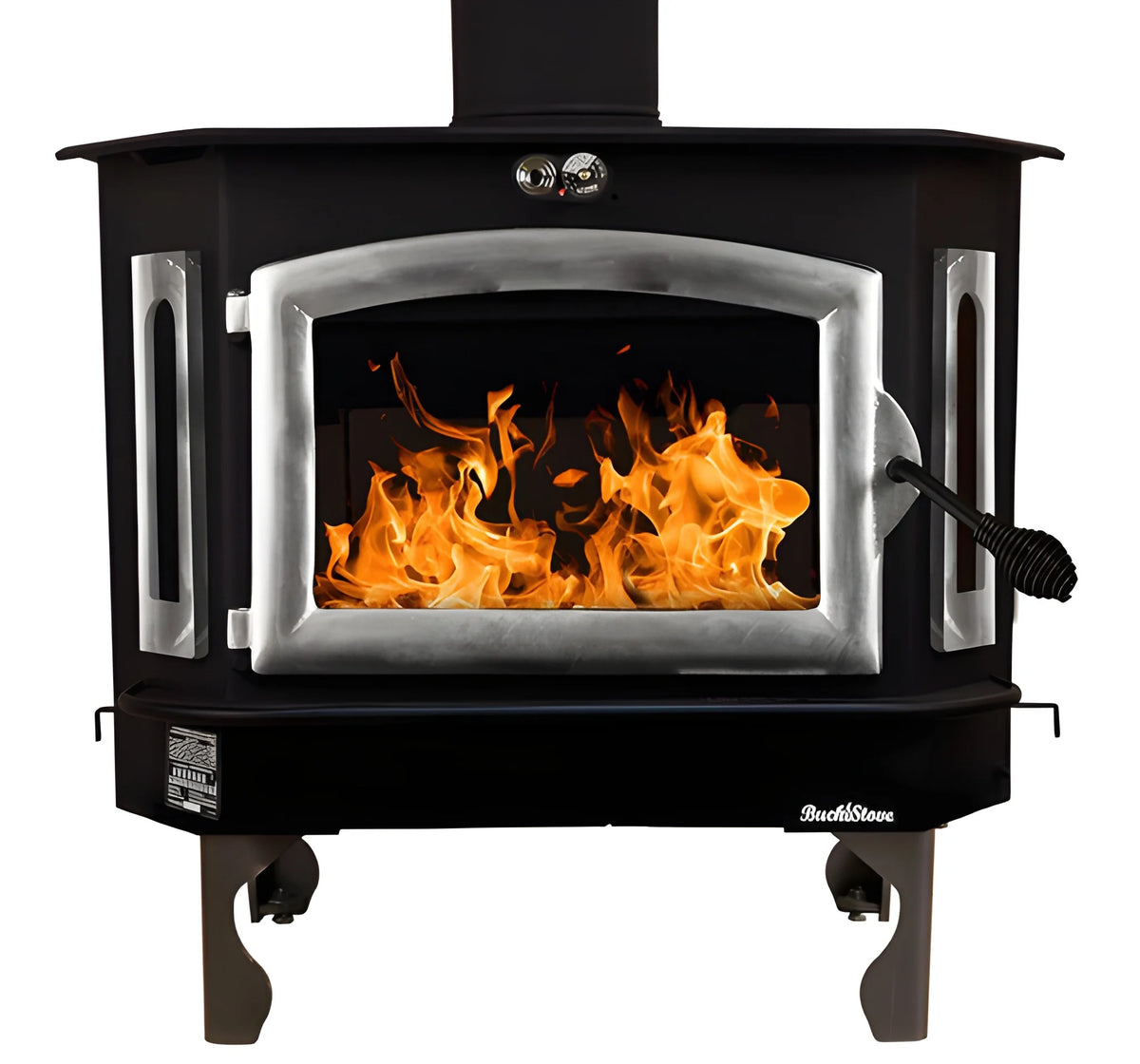Buck Stove Model 91 Catalytic Wood Stove With Blower, Ash Tray & Pewter Door