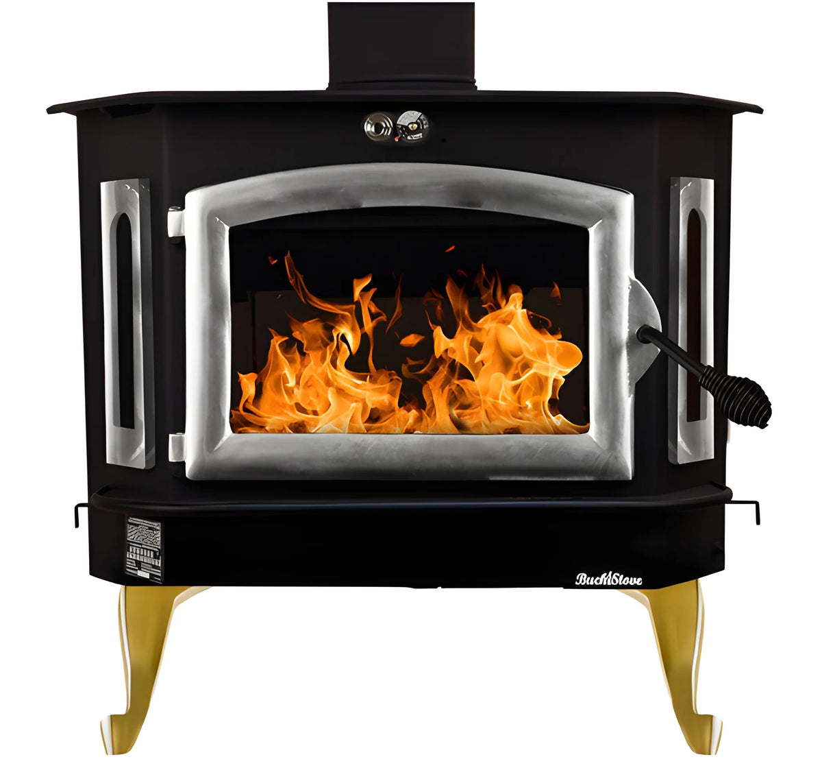 Buck Stove Model 91 Catalytic Wood Stove With Blower, Ash Tray & Pewter Door