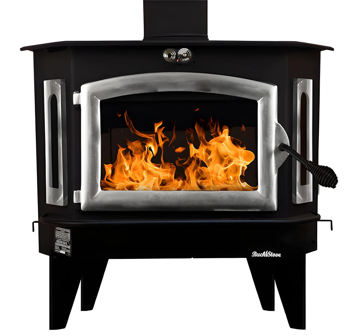 Buck Stove Model 91 Catalytic Wood Stove With Blower, Ash Tray & Pewter Door