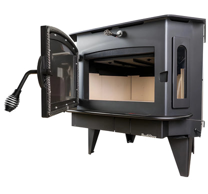 Buck Stove Model 91 Catalytic Wood Stove With Blower, Ash Tray & Gold Door