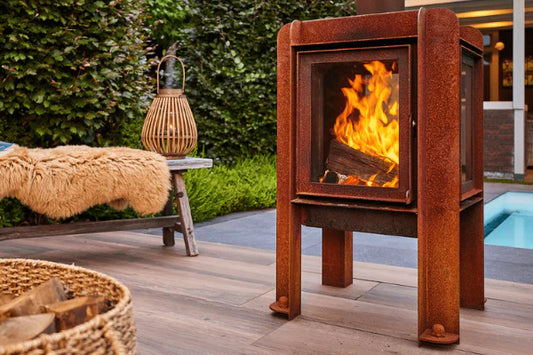 RB73 Fennek 50 4-Sided Glass Outdoor Wood Fireplace