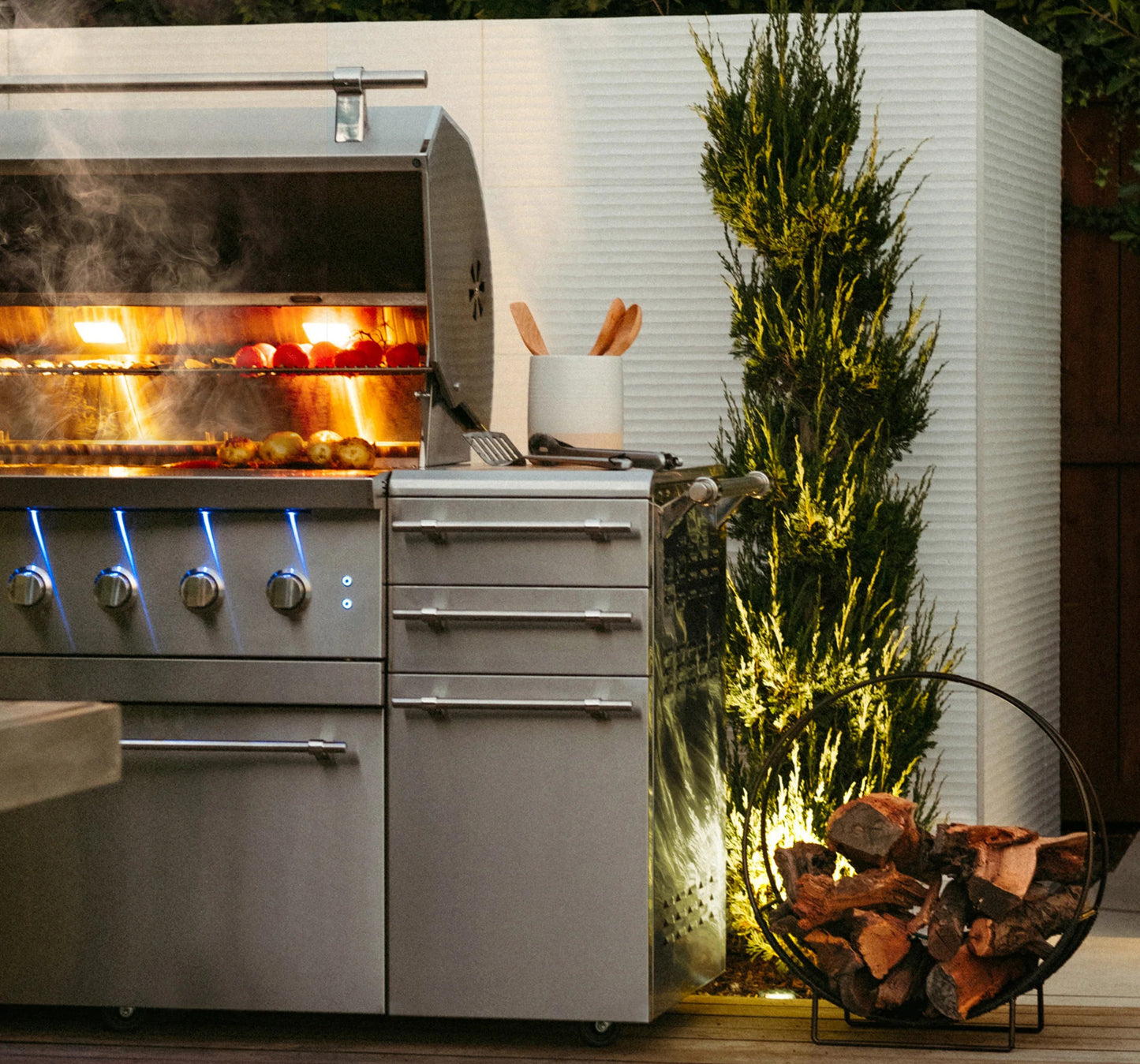 American Made Grills Encore Freestanding Hybrid Natural Gas Grill Outdoor Kitchen