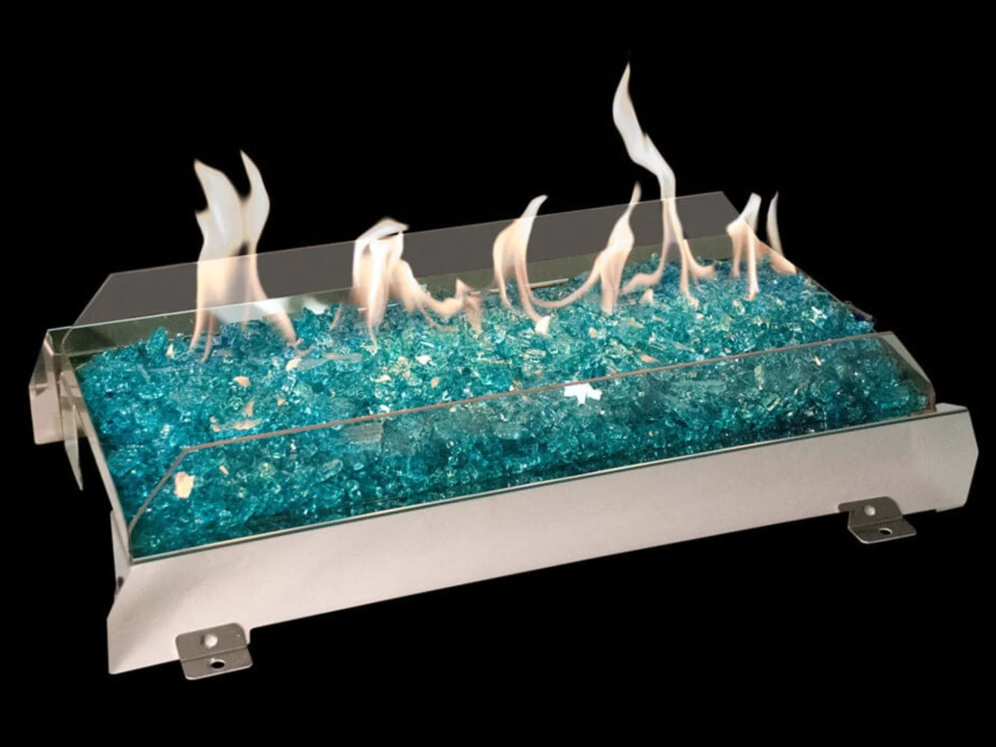 Real Fyre G21 Glass 18″ Polished Stainless Steel Propane Gas Burner with On/Off Remote