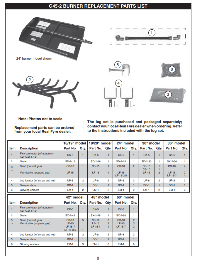 Real Fyre G45 Signature 18/20" See-Thru Direct Vent Propane Gas Triple T Burner System w/ Heavy Duty Grate