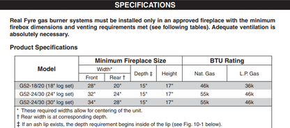 Real Fyre G52 Premier Radiant Fyre 24/30" Outdoor Stainless Steel Burner System