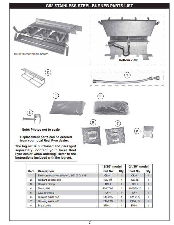 Real Fyre G52 Premier Radiant Fyre 24/30" Outdoor Stainless Steel Burner System