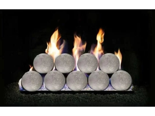 Real Fyre 24" Vent Free 4” Gray Stone Fyre Spheres with Single View Fireplace