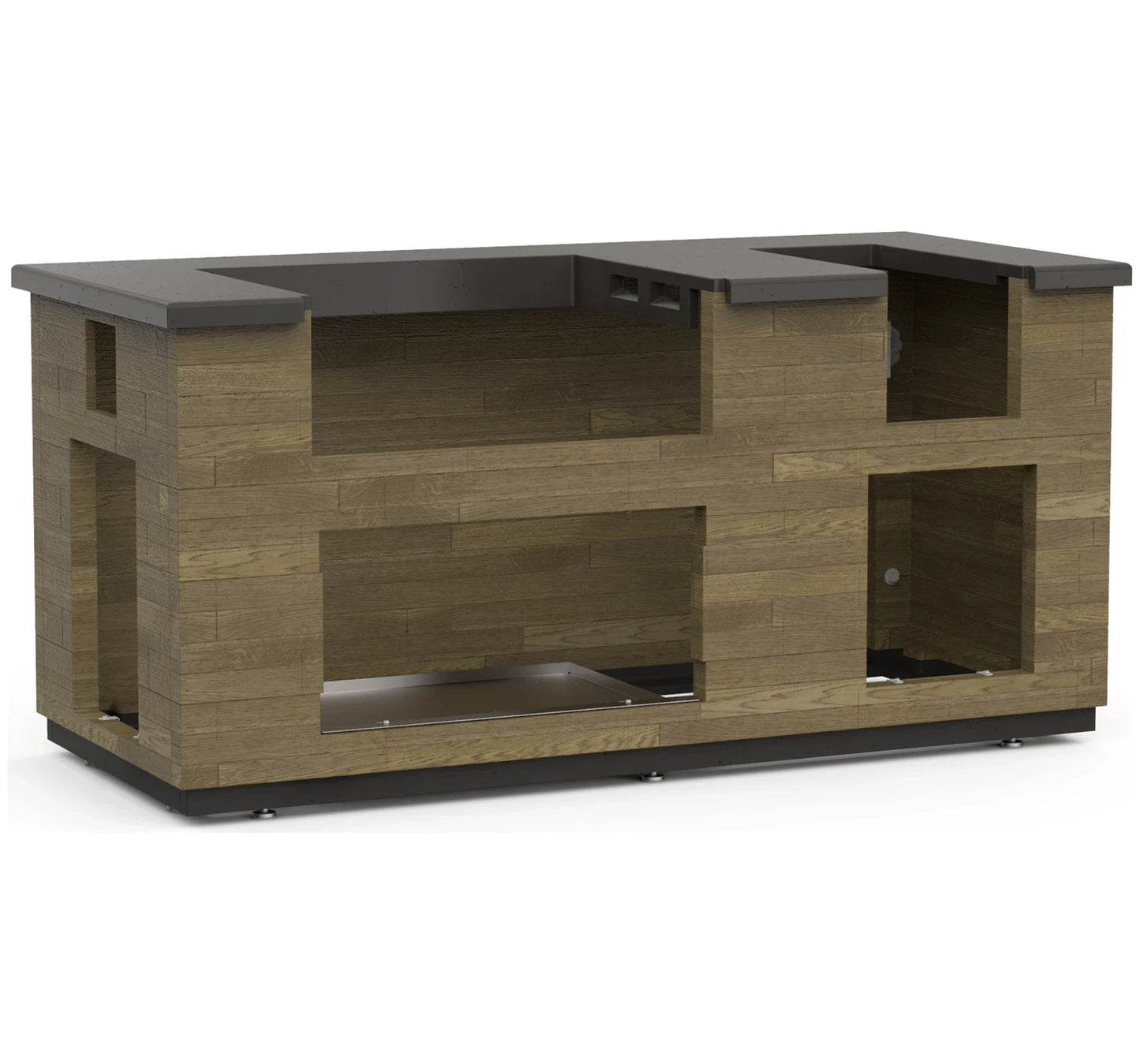 Fire Magic Reclaimed Wood Grill Island for E660/A660 Grill, Double Drawer Cut-Out (35 x 77 inch)