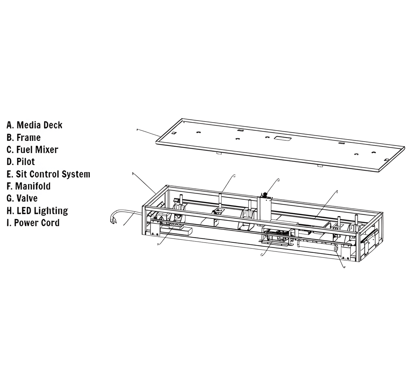 Grand Canyon Bedrock Traditional Built-In Natural Gas or Propane Glass Burner with Electronic Ignition