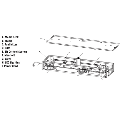 Grand Canyon Bedrock Traditional Built-In Natural Gas or Propane Glass Burner with Electronic Ignition