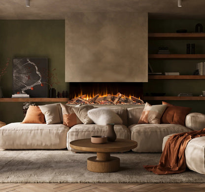 Amantii Fire & Ice LumaForest 75 Inch Built-In Electric 3-Sided Indoor Fireplace
